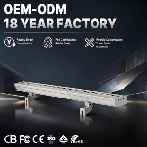 Slim 50mm Deep Recessed DC24V IP65 Aluminum Single Row LED Wall Washer Light 18W 1000mm for Hotel Facade Window GQII 18