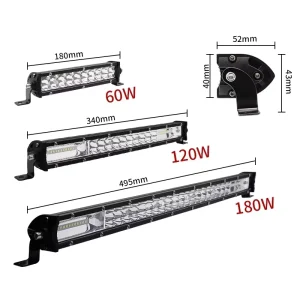 Slim LED Light Bar Double Row 8″ 15″ 20″ 12D 60W 120W 180W 4×4 LED Work Light Bar for Car Tractor SUV ATV Off Road Accessories