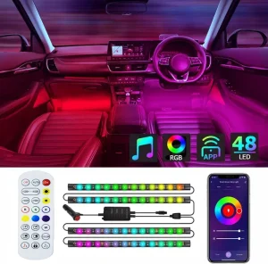Smart Car LED Strip Lights RGBIC Interior Car Lights 16 Million Colors APP Control DC 12V Car LED Lights 2 Lines Design for SUV