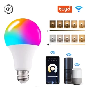 Smart LED Bulb 10Watt Wi Fi Tuya APP Control Alexa RGB CCT Dimmable E27 E26 B22 AC CRI 85-90 1000 Lumens Aluminum+Plastic