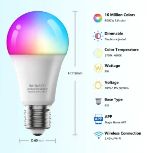 Smart Light Bulb 9W Chandelier Lamp LED Lights Home Ceiling Lighting Aluminum