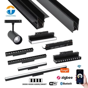 Smart Tuya 2.4G WiFi Adjustable Magnetic LED Track Lighting System Manual Dial up CCT Change Linear Spot Wall Washer Fold Design