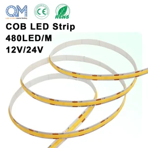Smart Tuya COB LED Strip Light 12V 24V 480LEDs/m Warm White Dotless Tape for TV Backlighting