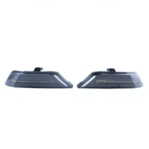 Smoke Lens LED Front Turn Signal Light With Water Flash For Ford Mustang