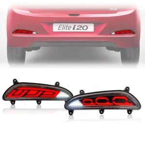 Smoke Lens LED Rear Bumper Reflector Light Sequential Brake Reverse Turn Lamp for Hyundai Elite I20
