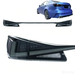 Smoked Blacked Out Through LED Tail Lights Assembly with Sequential Turn Signal DRL Fit for Lexus IS250 IS300 Rear