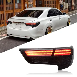 Smoked Japanese Style GS Modified LED Tail Light Assembly with DRL & Brake Lights for Toyota Mark X