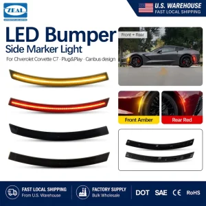 Smoked Lens for Chevrolet Corvette C7 Waterproof Front Rear Fender Amber Red Signal Lamp LED Side Marker