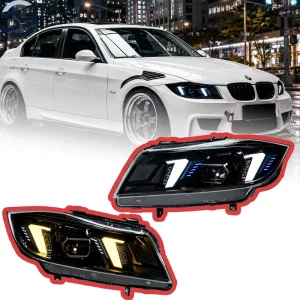 Snake eye Style for 3 Series E90 Headlight Assemblies Two tone Gold LED DRL 12V 6000K