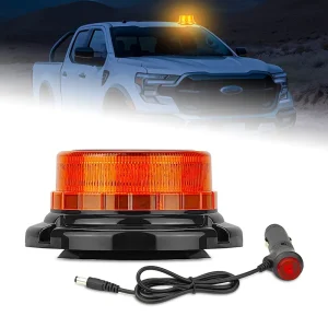 Solar LED Wireless Strobe Beacon Light Rechargeable with Strong Magnetic Base Waterproof 5000 Lumens 12/24V for Working Vehicles