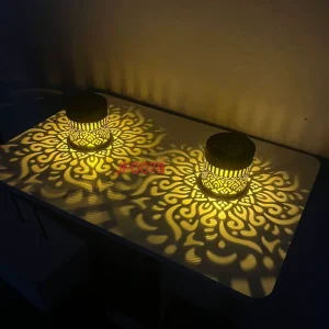 Solar Powered LED Iron Outdoor Wall Lamp Projector with Mandala Sunflower Peony Design for Garden Exterior Use