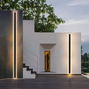Solar Stainless Steel Villa Exterior Wall Lights Outdoor Decorative LED Square Long Strip Aluminum Polycarbonate IP65 Waterproof