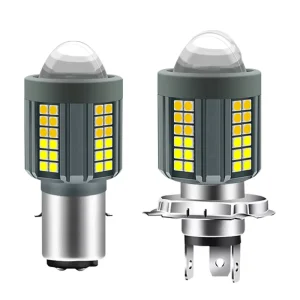 Spotlights Bulb LED BA20D H4 12V/24V High Bright Front Motorcycle Laser Lens White Yellow Headlight Bulbs for Electric Vehicles