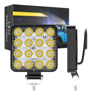 Square 48W 16LED Car Work LED Light Bar 12V 24V for Jeep ATV UAZ SUV 4WD 4×4 Truck Tractor Off-road