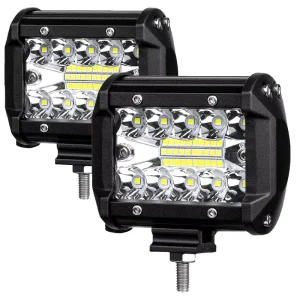Square 4Inch 60W LED Light Bar 12V 24V 6000K Auto LED Work Light Bar With Spot Flood Beam Lamp