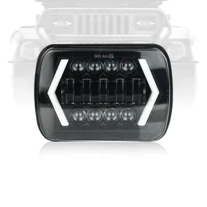 Square 7inch Headlight 12-80V 14 Lens Motorcycle Lighting Systems with White/yellow Aperture Motorcycle Light
