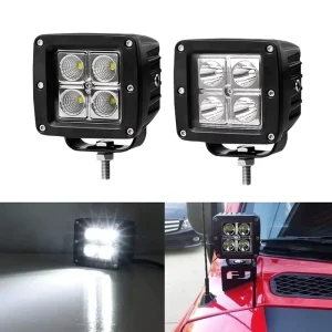 Square Car Accessories 16W LED Working Light Spot Flood Auxiliary Fog Lamp 3Inch 4inch LED Pod Work Lights for Truck Trailer ATV