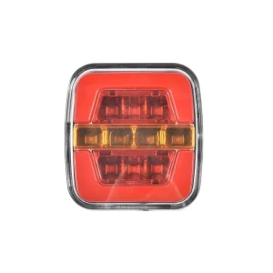 Square LED Combination Tail Light Stop Brake Turn Signal Chrome Bezel 12V 24V Truck Trailer Van Boat Caravan Waterproof