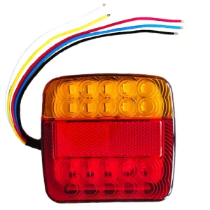 Square LED Truck Trailer Tail Light 12V 24V Red Amber White 3 Color Reflector Universal For Trucks Trailers