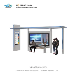 Stainless Steel Bus Waiting Shed Tempered Glass LED Lighting for Urban Transport Modern Outdoor Bus Stop Shelter Energy Saving