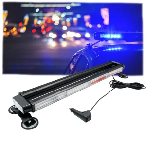 Strobe Light Bar LED Strobe Light Bar 12V Double Side Flashing Emergency Warning Lamp Magnetic Base Black Housing Offroad
