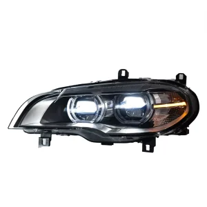 Suitable for 07 13 BMW X5 Headlight Assembly E70 Retrofit Old to New LED Lens Headlight Daytime Running Light LED