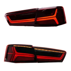 Audi A6 A6L C7 LED Dynamic Sequential Turn Signal Lights Rear Lamps Upgrade Replacement with Red Lens Blue Light