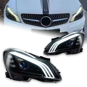 Suitable for Mercedes Benz C Class W204 Headlight Assembly C200 C260 Upgrade with LED Lenses for Signal Lights