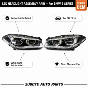 Suitable for for BMW 5 Series F10 F18 Halogen Xenon Headlamps 6000K Dual Lens High Brightness 12V LED Headlights