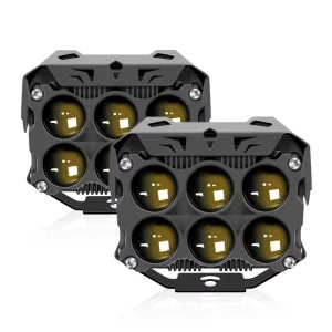 Super Bright 10 80V White Yellow Dual Color Motorcycle Headlights 6 Lens LED Work Light Driving Light Auxiliary Spotlight