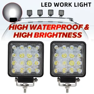 Super Bright 12V 24V IP67 Waterproof 16 Leds 25mm Thickness Housing 48W 4000 Lumens 2 Year Warranty Auto LED Light