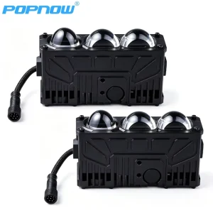 Super Bright 3 Lens Motorcycle Three Colors Lights Headlight LED Auxiliary Spotlight Grille Lights for Cars