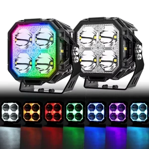 Super Bright Auxiliary Light 50W Pair 3 Inch RGBW RGB Luces Auxiliares Para Carro