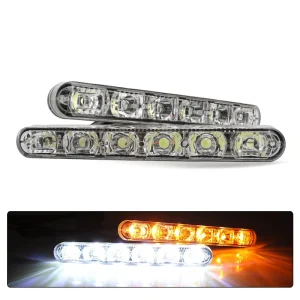 Super Bright Car Daytime Running Light High Power 6SMD LED Sequential Auto DRL Turn Signal Following Amber White Driving