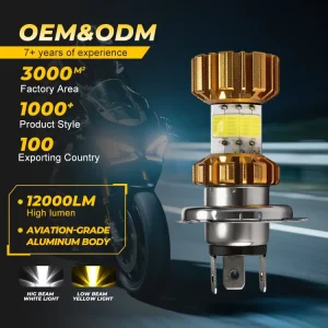 Super Bright H4 BA20D Motorcycle LED Bulbs Headlight 12V 80V 12W 6000K COB Motorcycle Bike Moped Scooter ATV