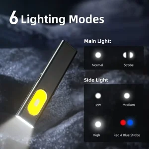 Super Bright LED Mini Portable Waterproof Magnetic Dual-Light Work Flashlight for Workshop & Road Use