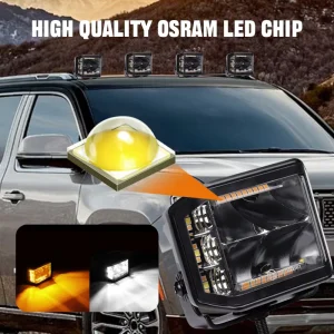 Super Bright LED Side Shooter Pod Light White Amber Warning Light for Jeep Offroad
