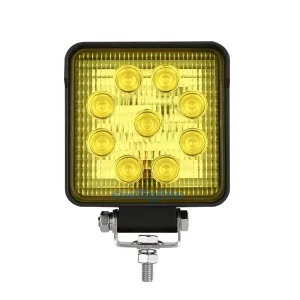 Super Bright Square Yellow Lens Spot Driving Lights 27W Square off Road Auto Working Fog Lamp 4inch Car Led Work Light 12V 24V