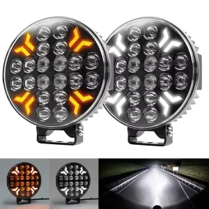 Super Bright White Amber Orange DRL Dynamic Strobe 12V 24V Universal Car Truck Extra Led Light 9 Inch Led Spotlight