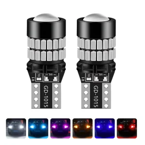 T10 Canbus LED Bulb, Super Bright Lens, Car Interior Reading Light, Parking Side Marker Lamp, Amber Red Blue Green