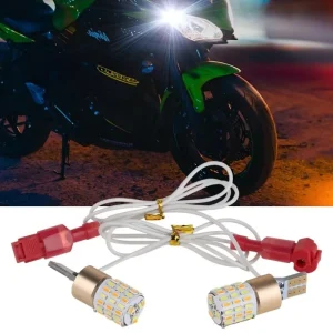 T10 LED Braking Reversing Turn Signals DRL Daytime Running Tail Light Lamp Bulbs Yellow White Dual Color Motorcycle T10