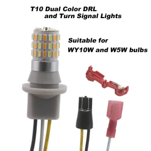 T10 LED Bulb T15 Dual Color Switchback 12VDC for Motorcycle Daytime Running Light DRL and Turn Signal White Amber