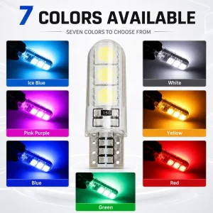 T10 LED Bulbs W5W 194 168 Silicone High Temperature Resistant for Car Side Marker Trunk License Plate Light 3W 12V Bulk