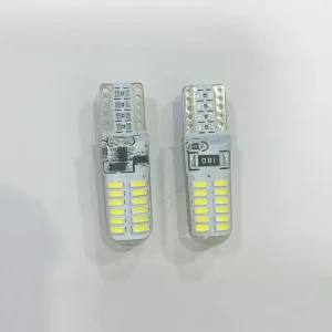 T10 Silicone Strobe Flash 24 SMD 3014 LED 6500K Car License Plate Wedge Light Bulb 12V Pure White