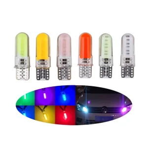 T10 W5W 12LED 194 168 COB LED Bulb Plastic Lamp Colorful Auto Wedge Clearance Lamp License Light Bulbs