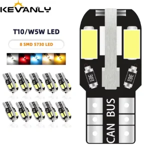 T10 W5W 168 194 501 DC12V Canbus Error Free 5730 8SMD Car Reading Light Bulb