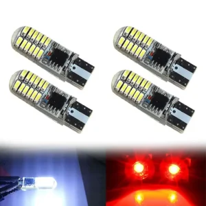T10 W5W 194 168 3014 24 SMD Silica Gel Strobe LED Bulbs 12V DC Led Bulb White Red Yellow Blue Led Flash Lights for BMW for VW