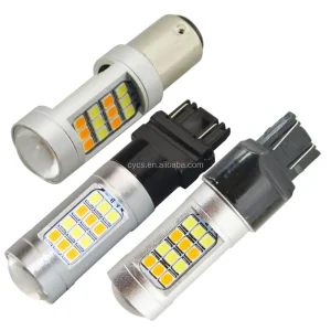 T25 3157 42led 2835 T20 7443 1157 2 Color White Amber Switchback Car Brake Reverse Light Bulb Dual Color Car Led Light BULBS
