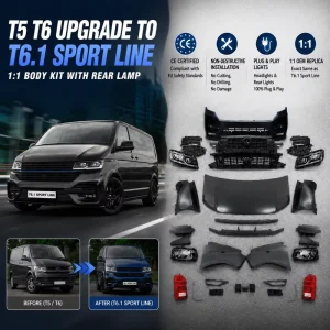 T5 T6 Upgrade T6.1 Facelist Body Kit Modification with Front Rear Bumper Headlight Rear Lamp Car Grille Hood Engine