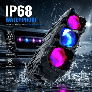 TOPOWL 3000K 6000K 3 Eye LED Grille Light TP 6 220W Waterproof Car Auxiliary Lamp for Night Off Road Visibility With Devil Eye